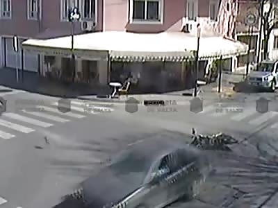 Rider Killed in Collision at Intersection (Head hits the Car) 