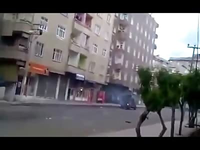 Crazy Man Fires Fireworks at Armored Car and Lives to Tell About it 