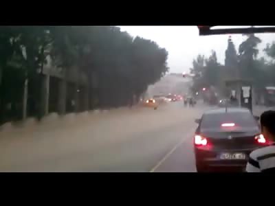 Woman in Turkey waiting for the Bus Gets Swept away in Terrible Flood Waters