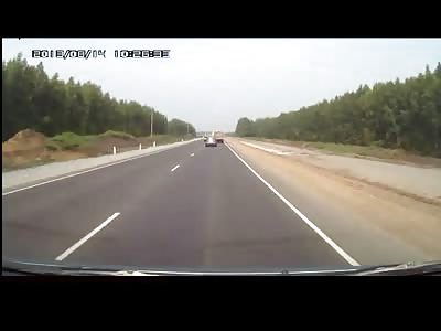 Car Bursts into Instant Flames after Crash on a Highway