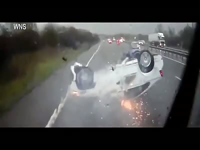 Insane motorway roof slide.
