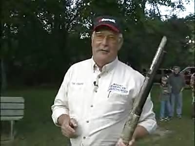 Man unloads his massive weapon!