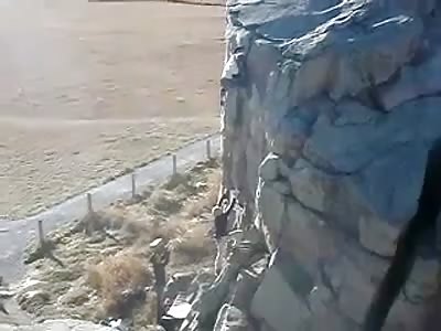 did they died? Man Rock Climbing Falls on Persons Head Down Below