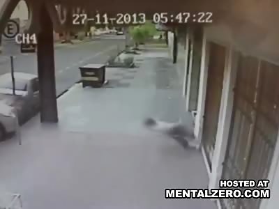 Different angle of taxi hitting woman at crosswalk..