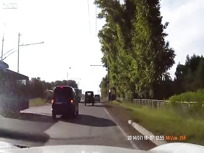 CAR OVERRUNS PEDESTRIAN