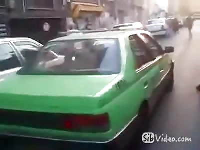 Young girl falling from the second building in Tehran