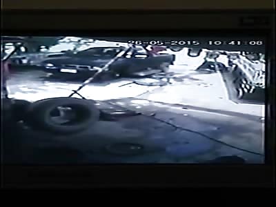 TIRE EXPLOSION: MAN HURT