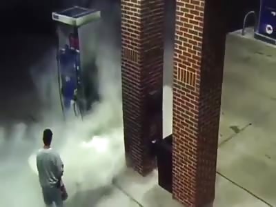 MOMENT MAN TRIES TO KILL SPIDER WITH LIGHTER AT PETROL STATION WITH EXPLOSIVE RESULTS