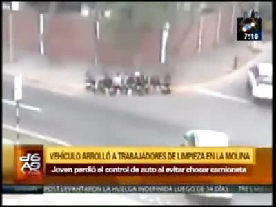 CAR HITS CLEANING WORKERS