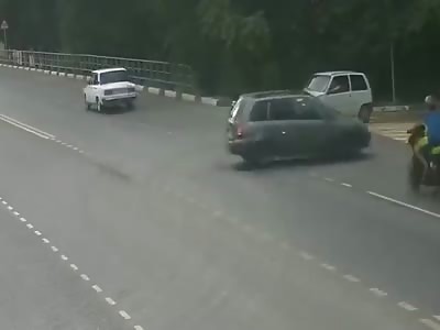 BIKER SLAMS INTO TURNING CAR