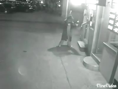 AMAZING CCTV FOOTAGE OF BRAVE MAN VERSUS ARMED ROBBER