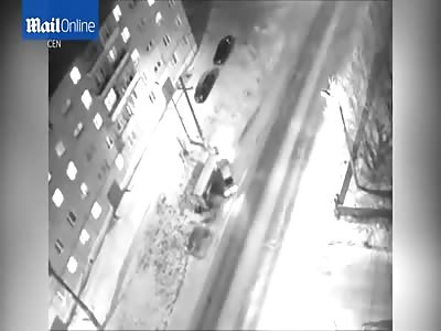 CAR WIPES OUT THREE PEOPLE FLEEING FROM BUS STOP