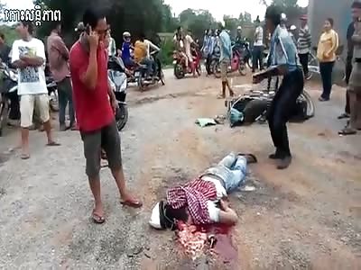 ACCIDENT: RIDER WITH CRUSHED HEAD 