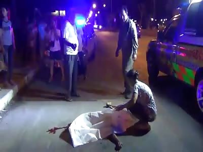 OLD MAN CROSSING THE STREET WAS RUN OVER BY A FIRE TRUCK