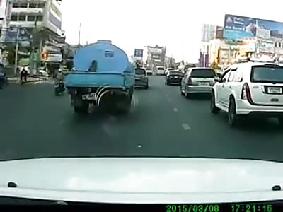 RIDER HIT and KILLED BY TRUCK...Traffic Continues On....