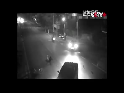 MOTORCYCLE COLLIDES WITH VEHICLE AT ROAD INTERSECTION