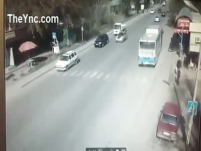  Mother and Child were Hit by a Car on the Road. 