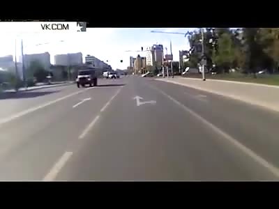 Car rams military vehicle spilling soldiers across the road... 