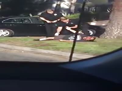 LAPD police handcuff man after shooting him in back of head