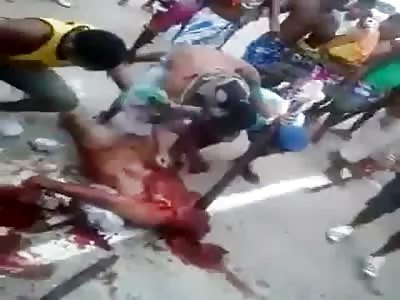 Prisoners Stabbing & Hacking Dead Body