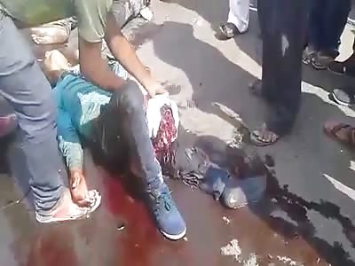 Horrible road accident in India between truck and Motorcycle 