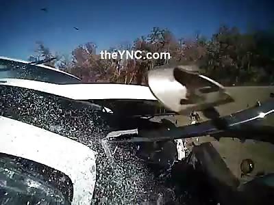 Woman Rams Police Car At High Speed. 