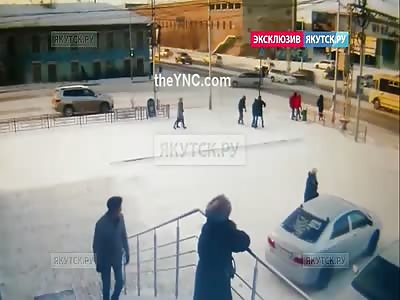 CCTV: Car Slams into Three People.