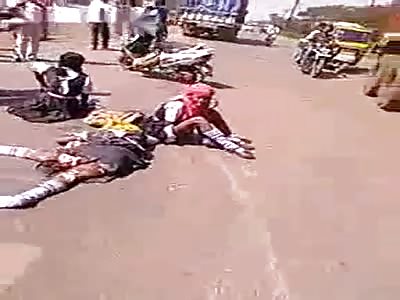 Three school girls run over by a speeding truck.. India 