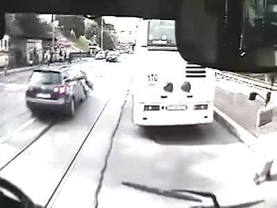 Jaywalking pedestrian hit by car