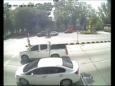 car runs over bike