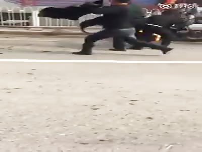 then burning motorcycle crash