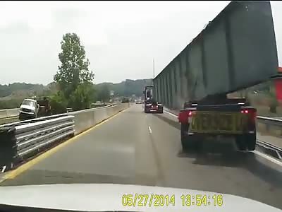 Giant steel beam fall down go boom