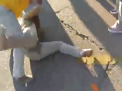 black bitch pisses itself during fight