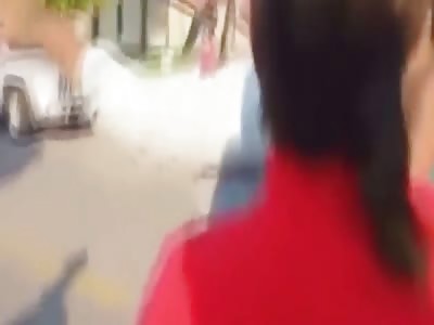 Girls get ran over by car in East St Louis - two angles