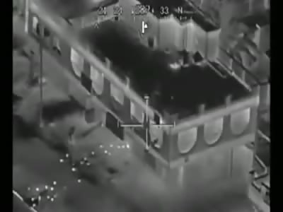 Apache Helicopter Launches 3 Hellfire Missiles At Insurgent Building