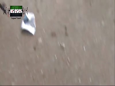 Screaming ISIS (CIA call them FSA) pig as he got hit by the Syrian Army