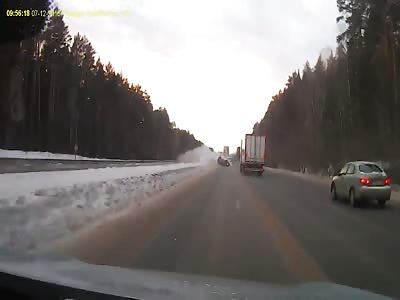 Overturned Car Smashed into an Oncoming Truck 