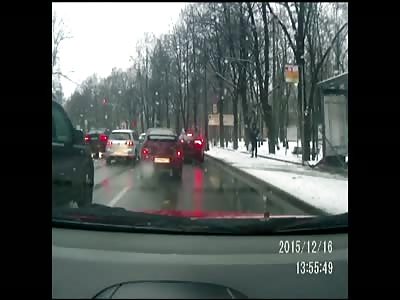 Car Crashed into The Bus Stop Knocking Down 60 Year Old Woman (With Slo-Mo)