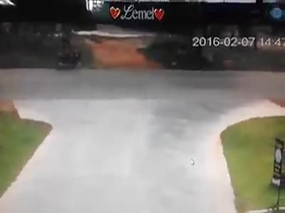 Turning Biker Brutally Hit by a Car