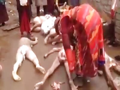 Skin Removal of Dead People Thrown to the Ground