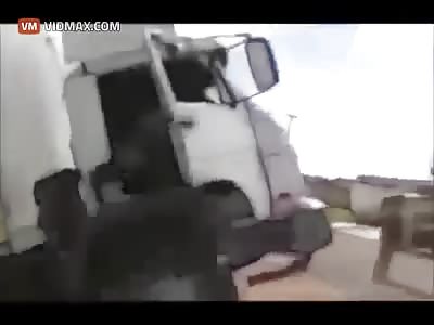 Man instantly killed when he runs into a tow line on his motorcycle.