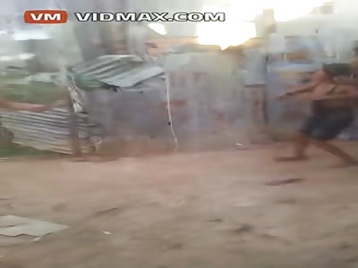 Man goes wild with meat cleaver, tried to kill wife, has it taken and turned on him.